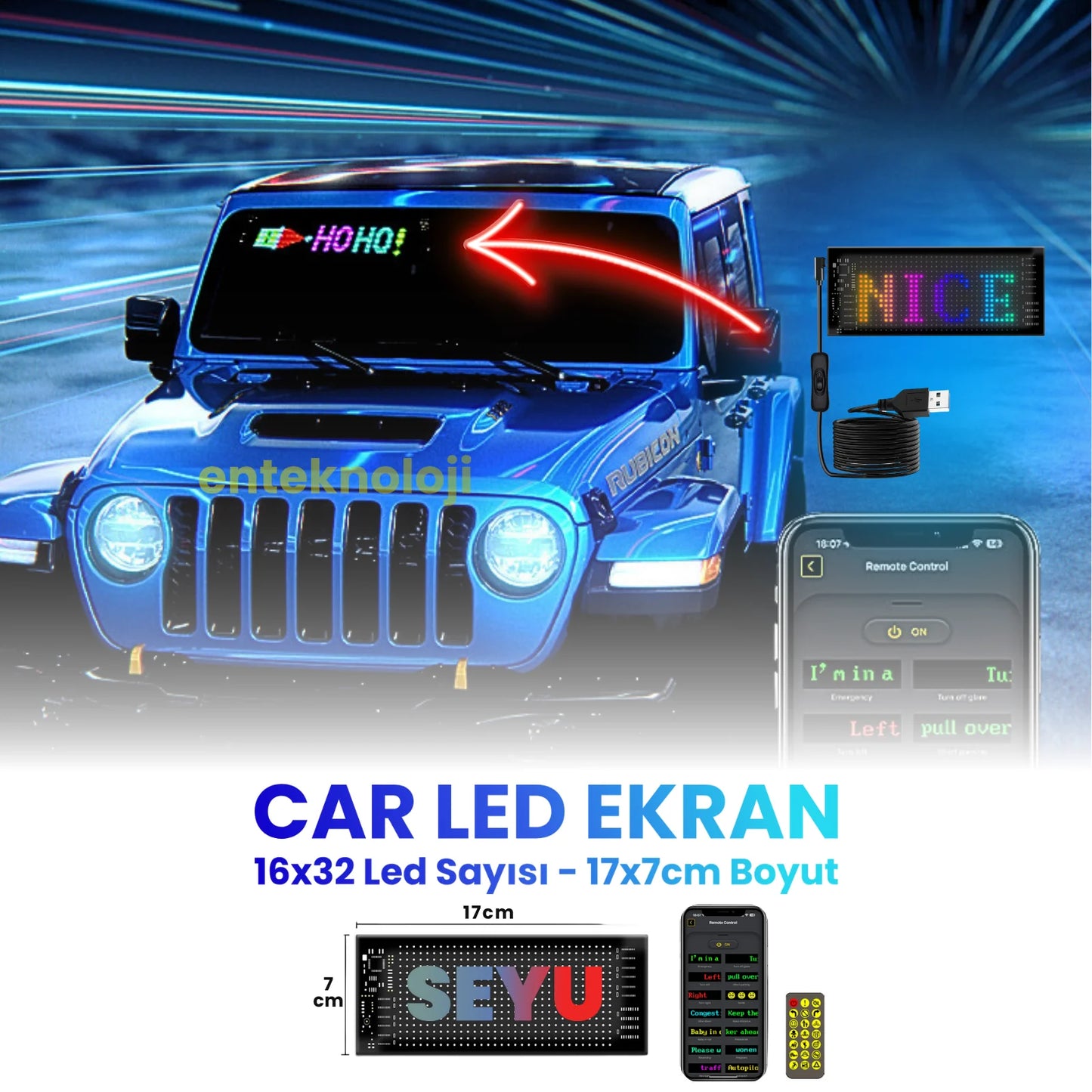 LED Car Sign Animation LED Matrix Pixel Panel DIY Programmable App Control LED Panel Flexible Display Truck Accessories