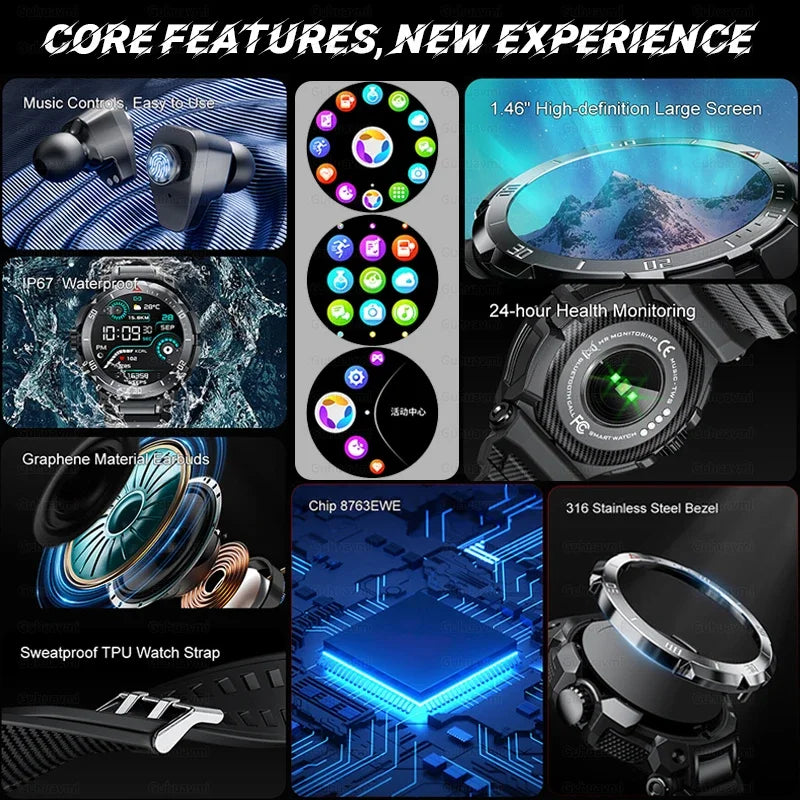 2024 New Smart Watch TWS Headset Two In One Wireless Bluetooth Dual Earbuds Call Health Monitor Sport Music Earphone Smartwatch