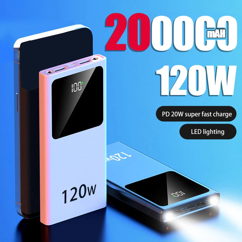 200000mAH 120W Power BankSuper Fast Charging Digital Display High Capacity iphone Samsung Xiaomi