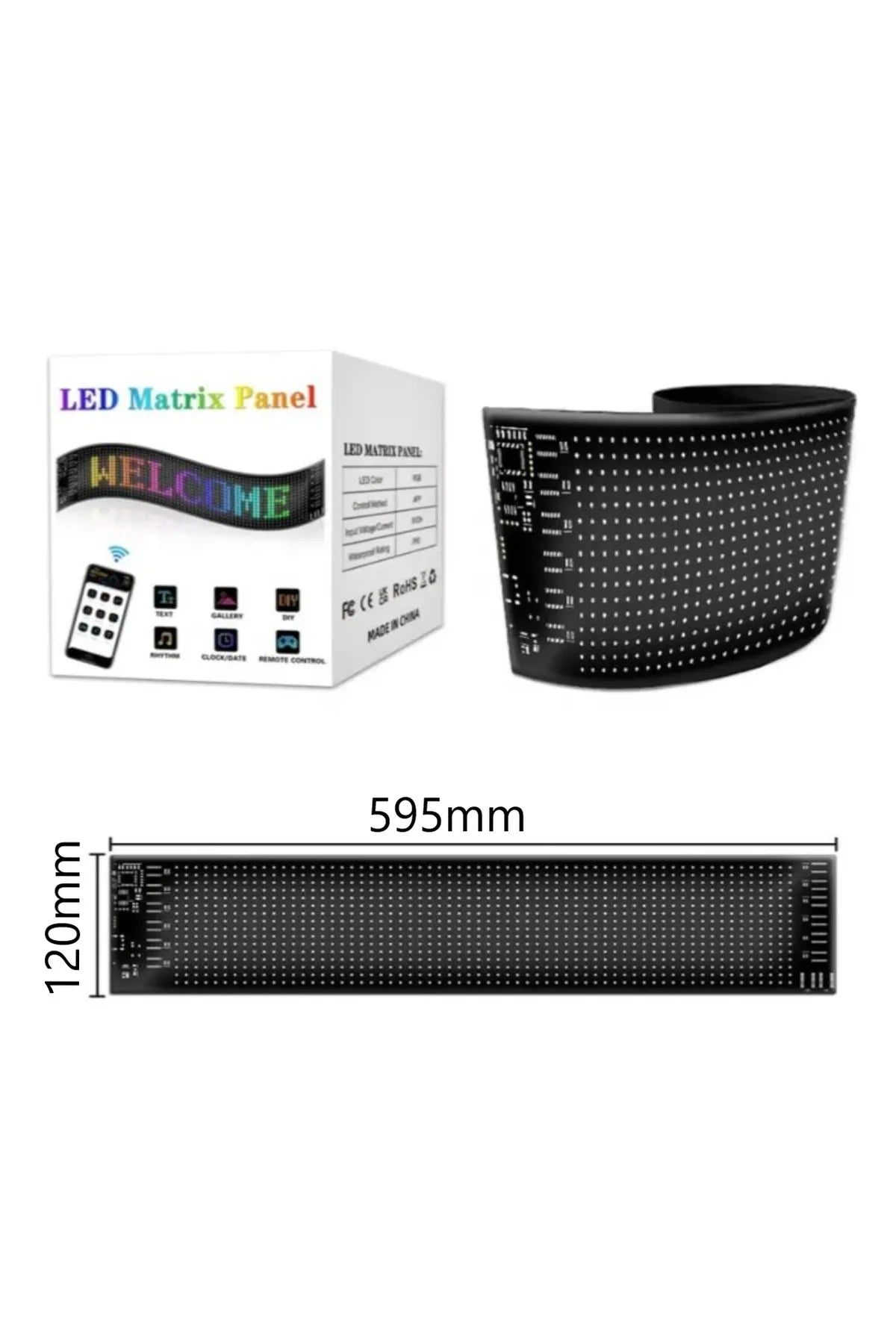 LED Sign Car Scrolling Advertising USB 5V Bluetooth App Control Logo Light Custom Text Pattern Animation Programmable Display