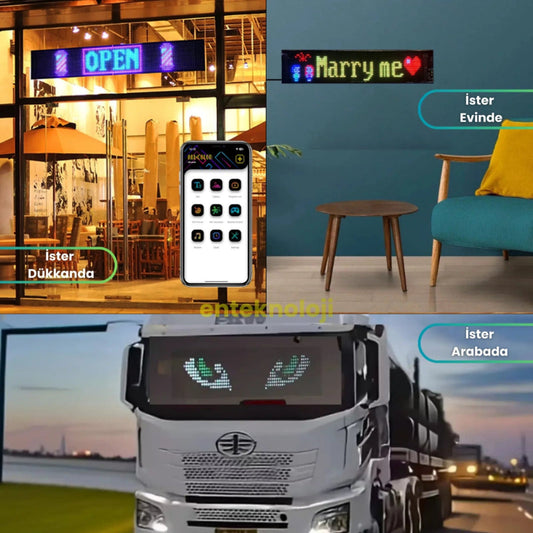 LED Sign Car Scrolling Advertising USB 5V Bluetooth App Control Logo Light Custom Text Pattern Animation Programmable Display