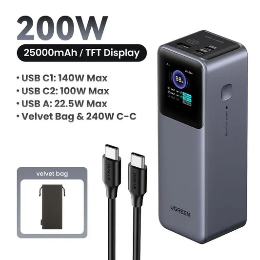 ultra-large capacity 25000mAh Battery  Portable PowerBank for Tablet 200WSuper fast charging